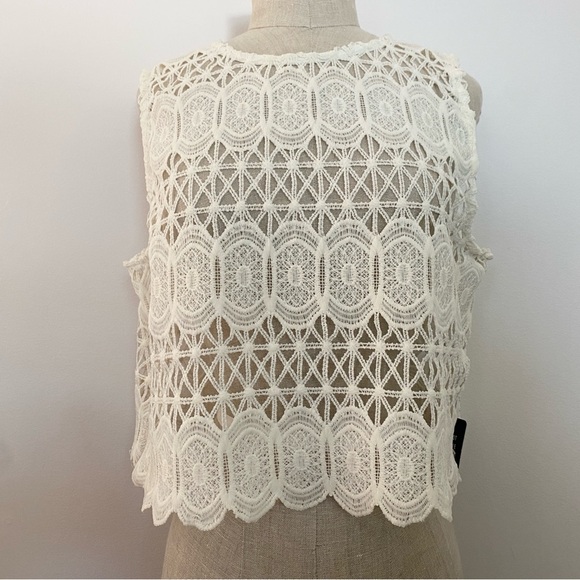 Express Ivory Lace Sleeveless Crop Top - Picture 1 of 4